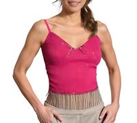 Top Paillettes Femme à Bretelles Fines Col V, Haut Paillettes pour Soirée avec Franges en Chaîne, Debardeur Paillette Sexy Chic Glamour, Débardeur Sequins Éclatant pour Partys et Événements Spéciaux