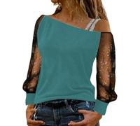 Top Paillettes Femme Chic,Strass et Haut Manches Longues Pull pour Les Fetes Deguisement Carnaval de Fête Venitien Chemisier Soirée Grande Taille