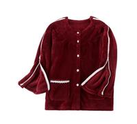 Top Post-opératoire à Manches Longues et Double Fermeture Éclair pour Femmes Blouses Chaudes pour Fractures Vêtements pour Personnes Âgées Handicapées et Paralysées (Color : Red, Size : XXL)