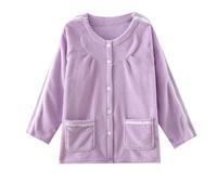 Top Post-opératoire à Manches Longues et Double Fermeture Éclair pour Femmes Blouses Chaudes pour Fractures Vêtements pour Personnes Âgées Handicapées et Paralysées (Color : Purple, Size : L)