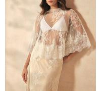 Top pull-over blanc élégant et à la mode avec patchwork de dentelle fine et ourlet asymétrique pour femmes L,M,S,XLPlantesTissu tricoté