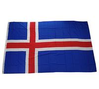 Top qualité - Drapeau de l'Islande drapeau marchandises, indéchirable, pas bon marché de la Chine, plastique, 250 x 150 cm Poids env. 100 g/m², Très résistant, extra forte œillets en laiton