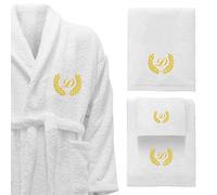 Top Qualité Hotel Edition White Set Bathrobe, Bath Towels with Gold/Silver Personalised (Embroidery Gold, Bathrobe S) by BgEurope