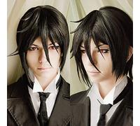 Top Qualité Kuroshitsuji Black Butler Sebastian Michaelis Perruque Court Noir Résistant À La Chaleur Anime Cosplay Costume Perruques + Perruque Cap