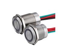 Top Quality 16/19MM Flat Round Head Touch Switch Stainless Steel Shell IP67 and Dimmable LED Ring Illuminate NWPNLXEA(19MM 12V-24V,Gelb)