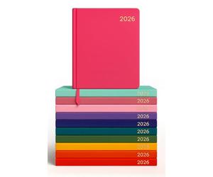 Top Sale Agenda annuel 2026 A4 2 pages par jour avec couverture rigide et ruban marque-page assorti - Rose