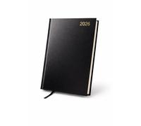 Top Sale Agenda de rendez-vous 2026 format A4 - Un jour par page - Couverture rigide noire avec demi-horaires, pages complètes pour samedi et dimanche, calendrier britannique de début du lundi et