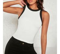 Top Sans Manches À Liseré Contrastant L,M,S,XL,XS,XXL,XXS,XXXL,XXXXLUnicoloreTissu tricoté