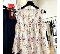 Top sans manches en mousseline de soie blanche à fleurs pour femmes, blouse d'été mignonne pour pique-nique, tenue de bureau exquise avec volants et broderies, Top blanc décontracté pour vacances à la