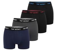 Top Secret Culotte Boxer pour homme en coton 4 6 8 tailles M L XL XXL - élastique, sous-vêtements masculins, noir bleu gris rouge, 4 packs : noir bleu, XL
