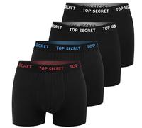 Top Secret Lot de 4 à 6 boxers pour homme, respirants et antidérapants en coton (taille M-2XL), Lot de 4 : noir avec logo coloré, L