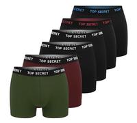 TOP SECRET Lot de 6 boxers pour homme M, L, XL, XXL | coton, sous-vêtements ajustés, sous-vêtements respirants, sous-vêtements avec bande élastique, 5 × noir | 1 x rouge, L