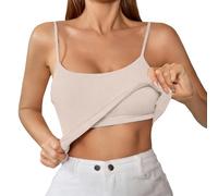Top Soutien Gorge Intégré À Double Épaules Avec Bonnets Entièrement Fixes En Forme De Débardeur Pour L'Été À Porter Seule Ou En Sous Vêtement Avec Bretelles Spaghetti Intégrées Au Soutien Go