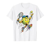 Top Spin Tennis Ball Ice Cream Drip Rainbow Racket Colorful T-Shirt Graphique avec Valeur, Homme, Blanc, S