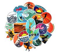 ⭐️ Top Stickers ! ⭐️ Lot de 50 Autocollants sur le thème du Surf - Stickers HD - Surfing, Surfer, Cool, Plage, Beach Life, Bomb, Bodyboard - Autocollants pour décoration, scrapbooking, murs, valises