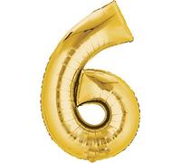 TOP TEN Ballon en aluminium 80 cm Doré Ballon d'anniversaire adapté à l'hélium et au remplissage d'air (nombre : 6)