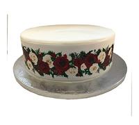 Top That Feuille de décoration comestible pour Noël - Guirlande de roses rouges - Parfait pour décorer de grands gâteaux - Facile à utiliser