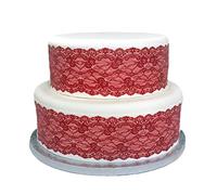 Top That Ruban décoratif comestible effet dentelle rouge, feuille de glaçage A4, 28 cm x 6-7 cm, entièrement comestible, adulte