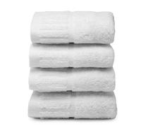 Top Towel - 4 Serviettes Bidet ou Cara - Blanches Hôtel - Grandes de Bain - 100% Coton - Blanc - 30 x 50 cm