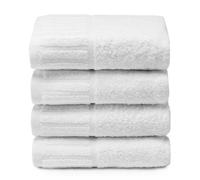 Top Towel - 4 Serviettes pour Lavabo ou Mains - Blanches Hotel - Grandes de Bain - 100% Coton - Blanc - 50 x 100 cm