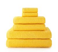 Top Towel - Combo - Lot de 2 essuie-Mains, 2 Serviettes de Bain ou de Douche et 2 Serviettes de Bidet - Lot de Serviettes de Toilette - 100% Coton - 500 g/m² - Citron