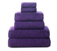 Top Towel - Combo - Lot de 2 essuie-Mains, 2 Serviettes de Bain ou de Douche et 2 Serviettes de Bidet - Lot de Serviettes de Toilette - 100% Coton - 500 g/m² - Violet