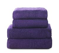 Top Towel - Combo - Lot de 2 Serviettes de Toilette et 2 Serviettes de Bain ou Douche - 100% Coton - 400 g/m²- Violet