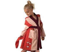 Top Towel - Peignoir Enfant Garçon et Fille Foxy en Coton 100% | Éponge Douce et Absorbante Certifiée OEKO-TEX® 450 g/m² | Avec Capuche, Poches et Ceinture - Idéal pour Bain ou Piscine - 4 Ans