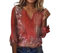 Top Training Femme Chemisier à Manches 3/4 Blanc Volant Tee Shirt Uni Grande Taille Blouse Verte Transparent Bleu Veste à Paillette