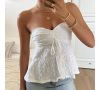 Top tube plissé avec broderie effet brûlé, décontracté et polyvalent pour un usage quotidien, pour femmes L,M,S,XL,XS,XXL,XXS,XXXL,XXXXLPlantesTissu tricoté