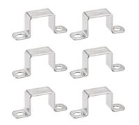 TOP-VIGOR 6 pièces de supports de connexion en forme de U 28 x 32 mm en acier inoxydable 304 pour barre de fermeture de porte, support de renfort, canal et fixation de tube, tuyau et fil