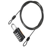 TOP-VIGOR Câble de sécurité en acier avec serrure à combinaison à 4 chiffres, câble métallique de sécurité de 2 m, cadenas à double boucle, câble de sécurité flexible pour bagages de voyage en plein