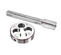 TOP-VIGOR Ensemble tarauds et filières métriques M12 x 0,5 mm, tarauds à vis avec matrice de filetage rond, kit de tarauds et filières robustes pour bricolage, réparation, coupe de filetage externe et