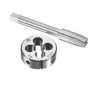 TOP-VIGOR Ensemble tarauds et filières métriques M12 x 1,5 mm, tarauds à vis avec matrice de filetage rond, kit de tarauds et filières robustes pour bricolage, réparation, coupe de filetage externe et