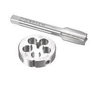 TOP-VIGOR Ensemble tarauds et filières métriques M13 x 1 mm, tarauds à vis avec matrice de filetage rond, kit de tarauds et filières robustes pour bricolage, réparation, coupe de filetage externe et