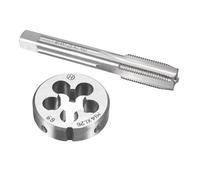 TOP-VIGOR Ensemble tarauds et filières métriques M14 x 1,25 mm, tarauds à vis avec matrice de filetage rond, kit de tarauds et filières robustes pour bricolage, réparation, coupe de filetage externe