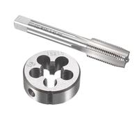 TOP-VIGOR Ensemble tarauds et filières métriques M15 x 1,5 mm, tarauds à vis avec matrice de filetage rond, kit de tarauds et filières robustes pour bricolage, réparation, coupe de filetage externe et