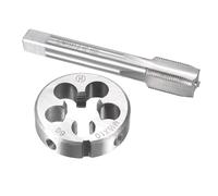 TOP-VIGOR Ensemble tarauds et filières métriques M15 x 1 mm, tarauds à vis avec matrice de filetage rond, kit de tarauds et filières robustes pour bricolage, réparation, coupe de filetage externe et