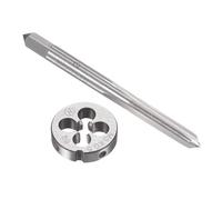 TOP-VIGOR Ensemble tarauds et filières métriques M5 x 0,5 mm, tarauds à vis avec matrice de filetage rond, kit de tarauds et filières robustes pour bricolage, réparation, coupe de filetage externe et
