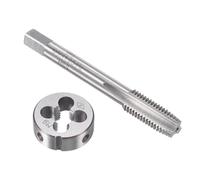 TOP-VIGOR Ensemble tarauds et filières métriques M9 x 1,25 mm, tarauds à vis avec matrice de filetage rond, kit de tarauds et filières robustes pour bricolage, réparation, coupe de filetage externe et