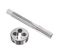 TOP-VIGOR Ensemble tarauds et filières métriques M9 x 1 mm, tarauds à vis avec matrice de filetage rond, kit de tarauds et filières robustes pour bricolage, réparation, coupe de filetage externe et