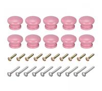 TOP-VIGOR Lot de 10 boutons de tiroir ronds en bois avec vis pour tiroirs, armoires, armoires et commodes, 33 x 23 mm, rose massif
