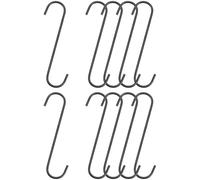 TOP-VIGOR Lot de 10 crochets de suspension en S extra longs en acier de 200 mm, utilisation intérieure et extérieure pour jardin, salle de bain, placard, atelier, cuisine, noir