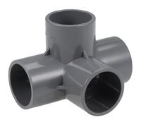 TOP-VIGOR Lot De 10 Raccords PVC 4 Voies À 90° 32mm, Connecteur En T Pour Tuyau D'Arrosage, Jonction D'Angle Pour Systèmes D'Irrigation, Serres Et Projets DIY, Gris