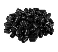 TOP-VIGOR Lot de 100 embouts en caoutchouc ronds flexibles de 8 mm ID - Cache-boulons en vinyle noir pour vis, tubes, câbles, fils, cylindres, etc