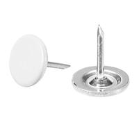 Top-Vigor Lot de 100 punaises à tête plate blanches pour rembourrage, punaises à pousser robustes, punaises décoratives à tête ronde de 11 mm x 13 mm pour mur, tableau en liège, meubles et tableau
