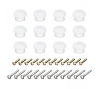 TOP-VIGOR Lot de 12 boutons de tiroir ronds en bois avec vis pour tiroirs, armoires, armoires et commodes, 28 x 21 mm, blanc massif