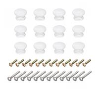 TOP-VIGOR Lot de 12 boutons de tiroir ronds en bois avec vis pour tiroirs, armoires, armoires et commodes, 24 x 20 mm, blanc massif