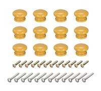 TOP-VIGOR Lot de 12 boutons de tiroir ronds en bois avec vis pour tiroirs, armoires, armoires et commodes, 33 x 23 mm, jaune massif