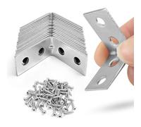 TOP-VIGOR Lot de 16 équerres de 25 mm x 25 mm x 15 mm de long pour support d'angle droit en bois à 90 degrés, supports métalliques avec vis pour fixation et réparation de meubles, étagère, chaise,